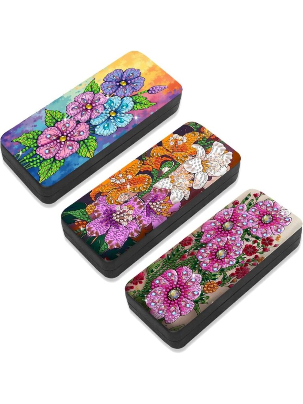 3-Piece 5D Diamond Art Kit for Adults - DIY Small Diamond Eyeglass Case